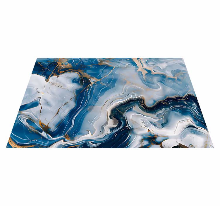 Tappeto vinile effetto marmo colori blu navy e bianco - TenStickers