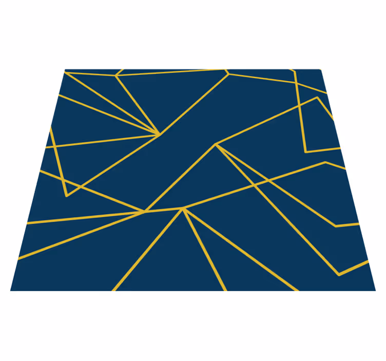 Tappeto vinile blu linee geometriche dorate - TenStickers