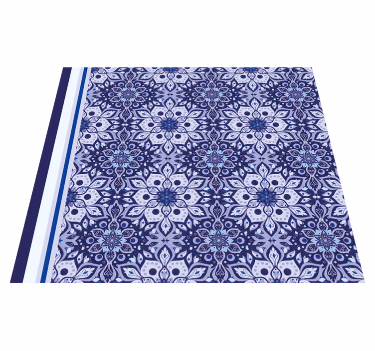 Tappeto vinile blu disegno floreale vintage - TenStickers