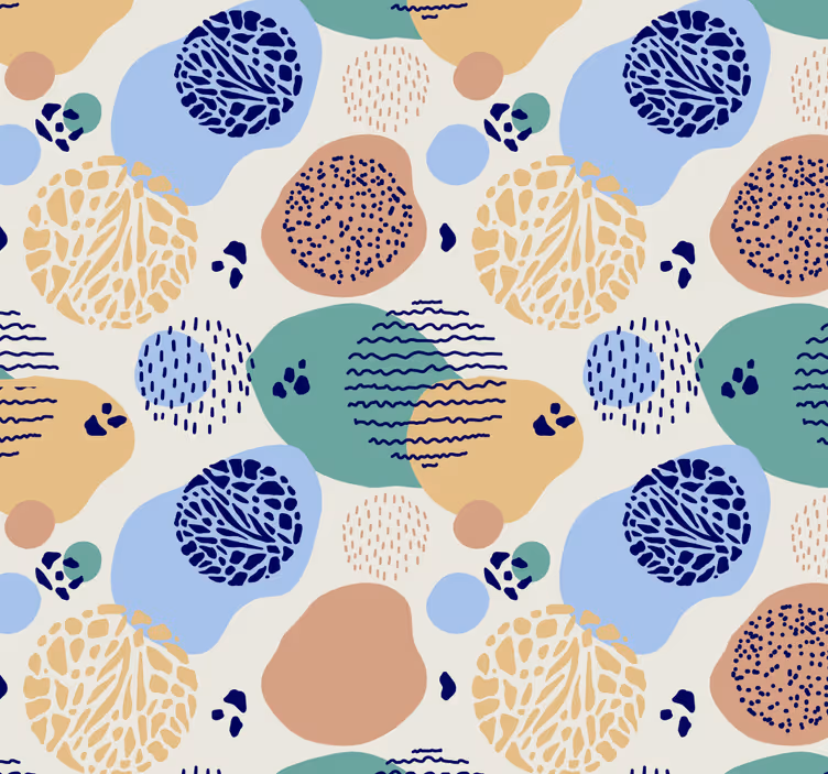 Carta da parati geometrica modelli retrò circolari - TenStickers