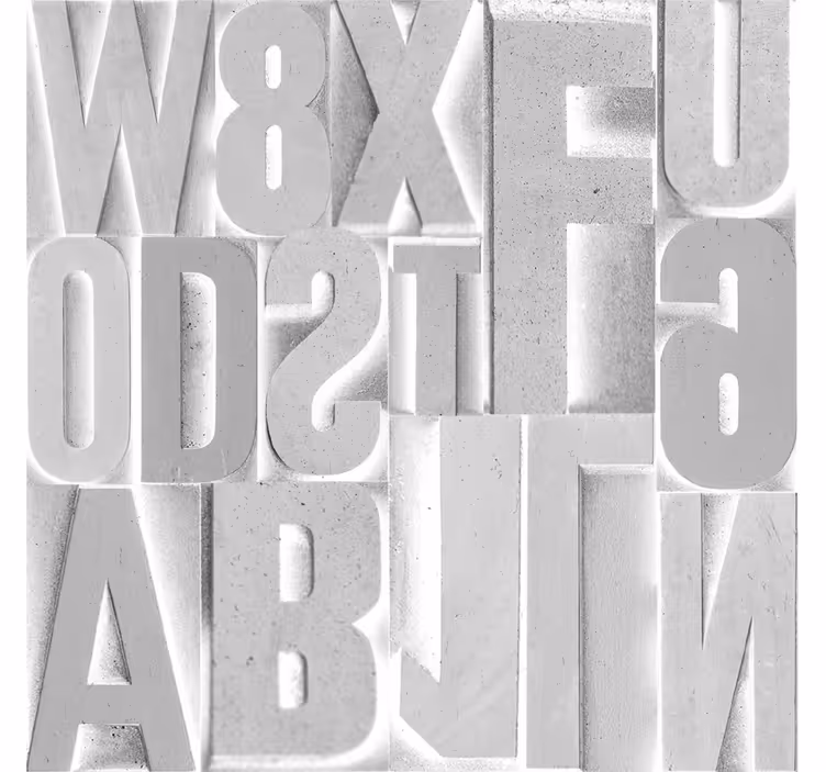 Carta da parati con scritte lettere grigie 3d - TenStickers