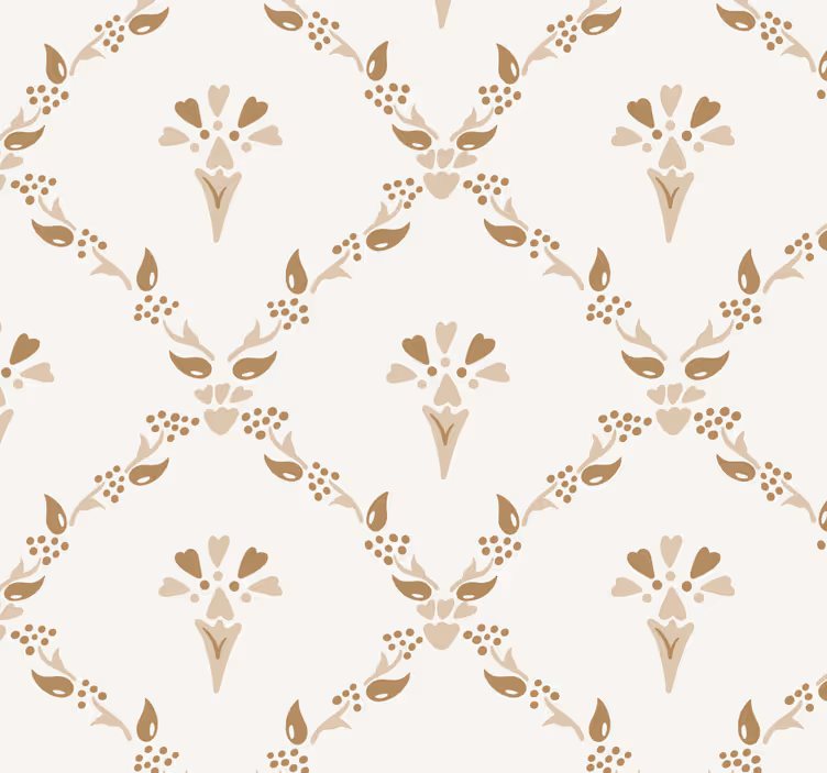 Carta da parati beige motivo floreale esagonale - TenStickers