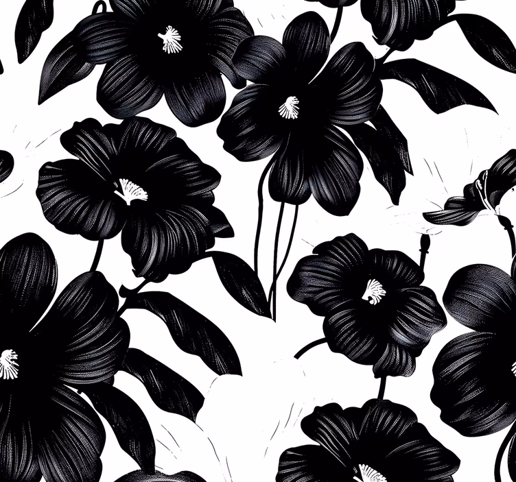 Carta da parati floreale papavero nero - TenStickers