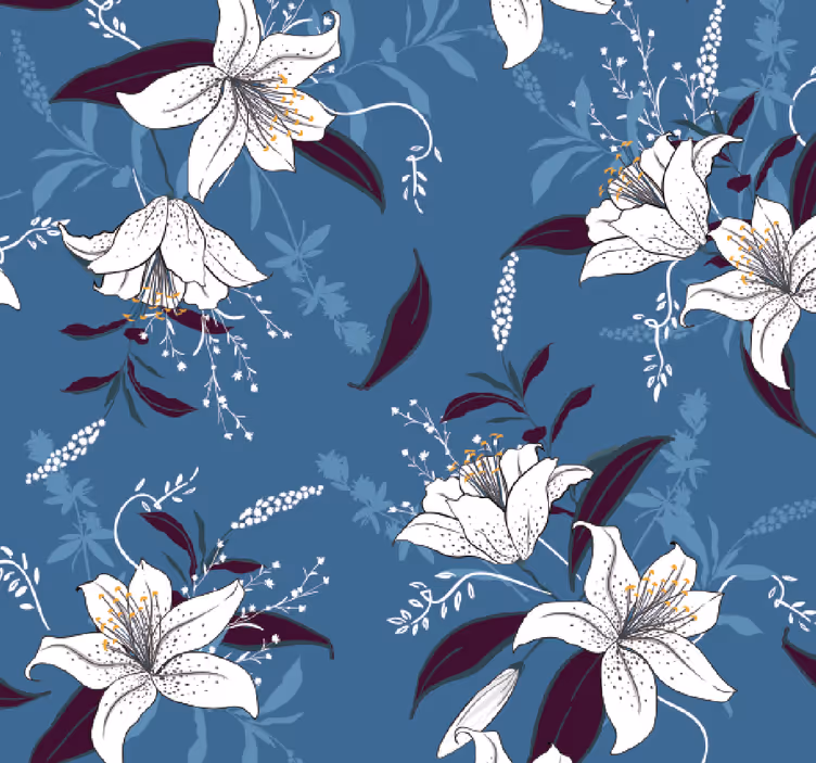 Carta da parati floreale motivi floreali eleganti - TenStickers