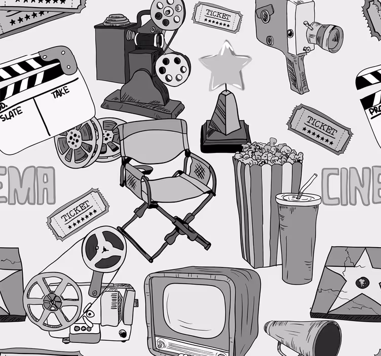 Carta da parati città collezione di elementi cinematografici - TenStickers