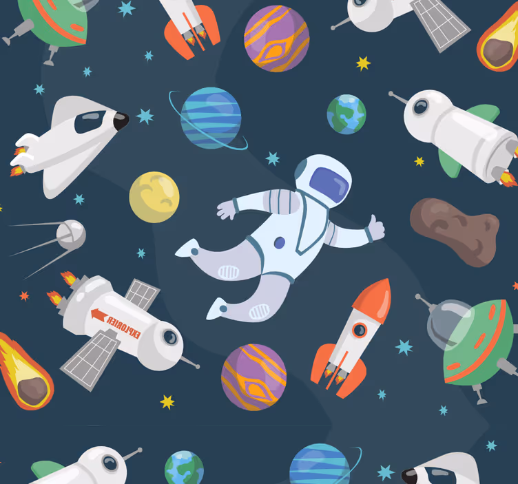 Carta da parati cameretta avventura spaziale - TenStickers