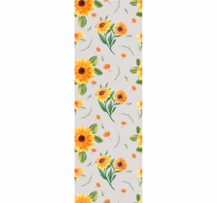 Carta da parati floreale motivo girasole grigio - TenStickers