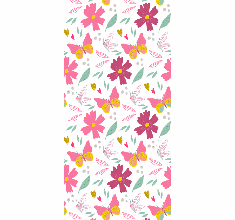 Carta da parati farfalle motivo floreale colorato - TenStickers