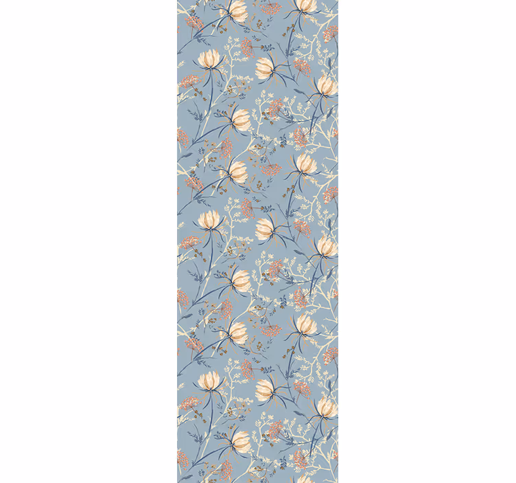 Carta da parati floreale scena naturale blu - TenStickers