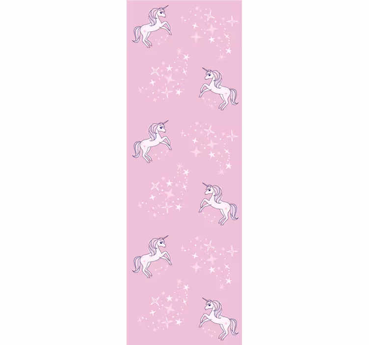 Carta da parati cameretta unicorni rosa stellati - TenStickers