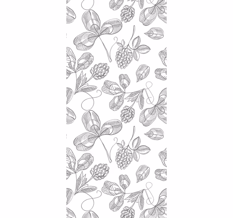Carta da parati foglie motivo di design grigio e bianco - TenStickers