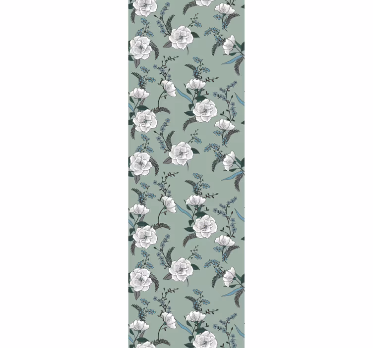 Carta da parati floreale elegante motivo verde fiore - TenStickers