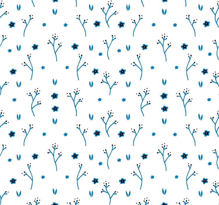 Carta da parati floreale disegni floreali blu - TenStickers