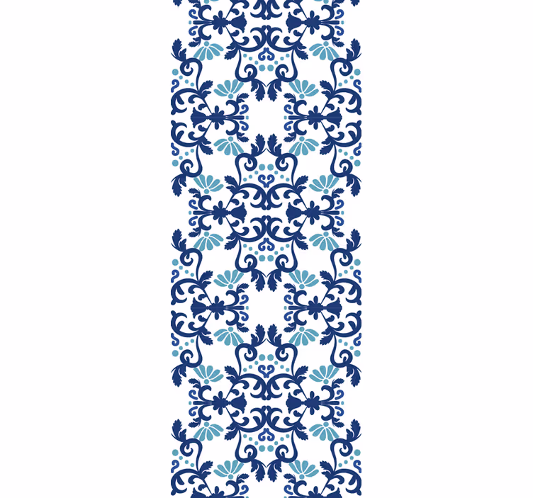 Carta da parati effetto piastrelle mosaico blu ornato - TenStickers