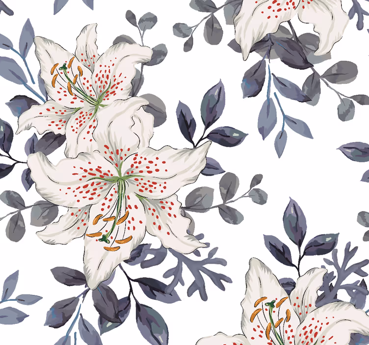 Carta da parati floreale gigli bianchi floreali - TenStickers