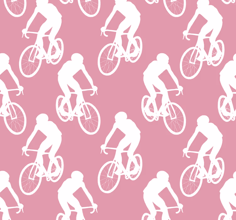 Carta da parati rosa modello di ciclisti bianchi - TenStickers
