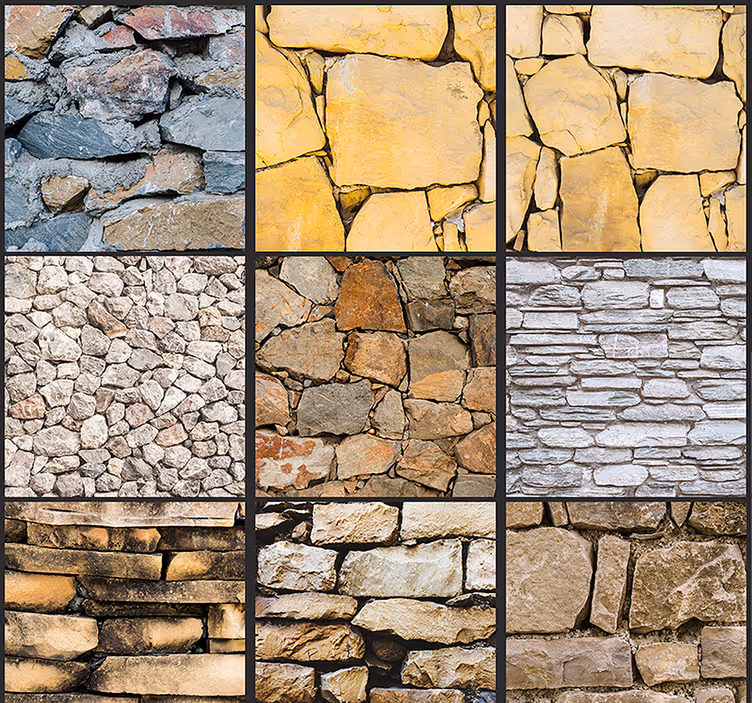 Carta da parati effetto pietra mosaico in pietra multitono - TenStickers
