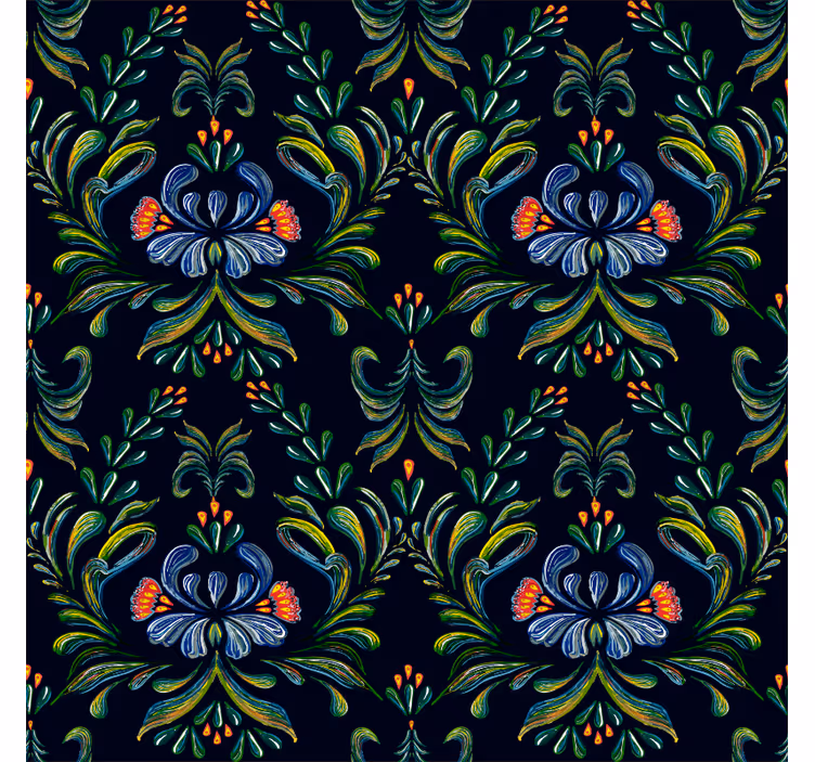 Carta da parati ornamentale ornamento popolare colorato - TenStickers