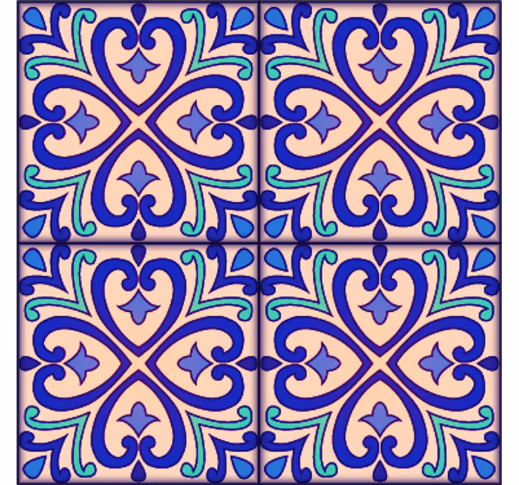 Carta da parati effetto piastrelle fiori talavera - TenStickers