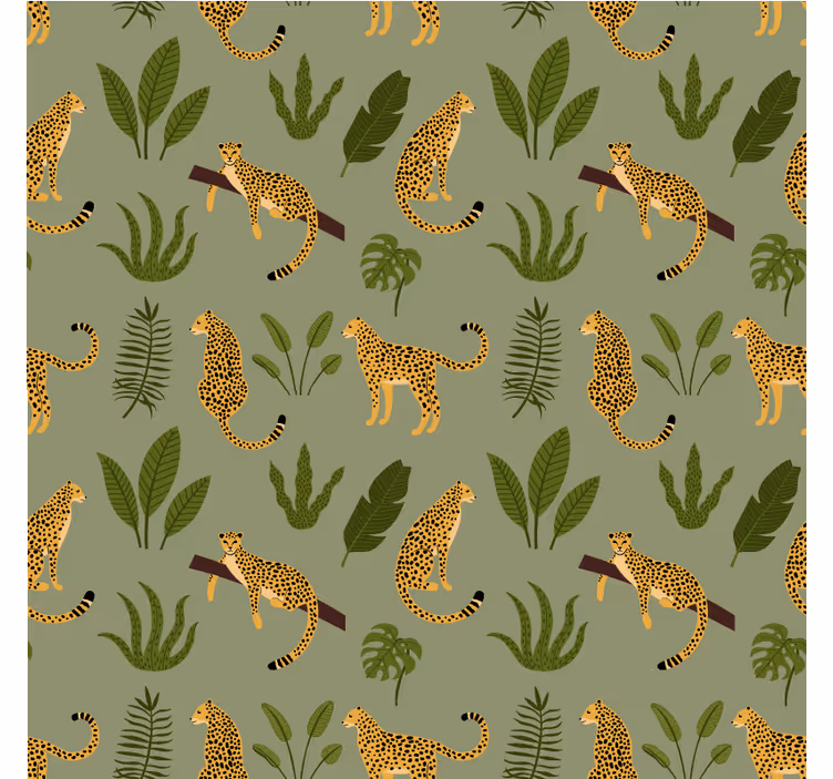 Carta da parati camera design giungla leopardata - TenStickers