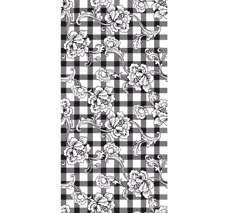 Carta da parati camera floreale su quadretti - TenStickers