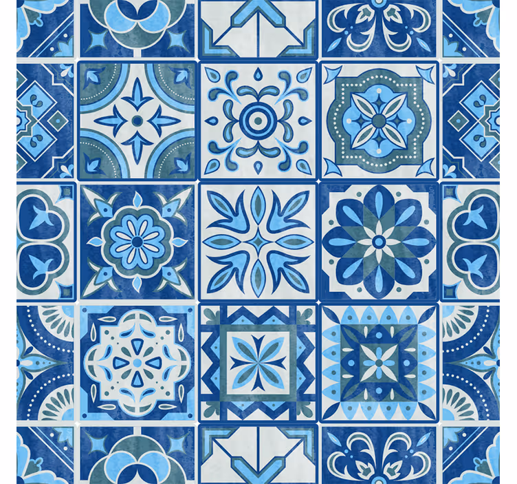 Carta da parati effetto piastrelle motivo blu talavera - TenStickers