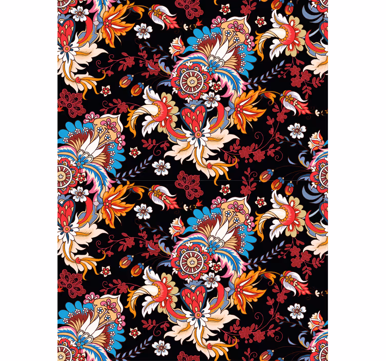 Carta da parati ornamentale motivo botanico vibrante - TenStickers