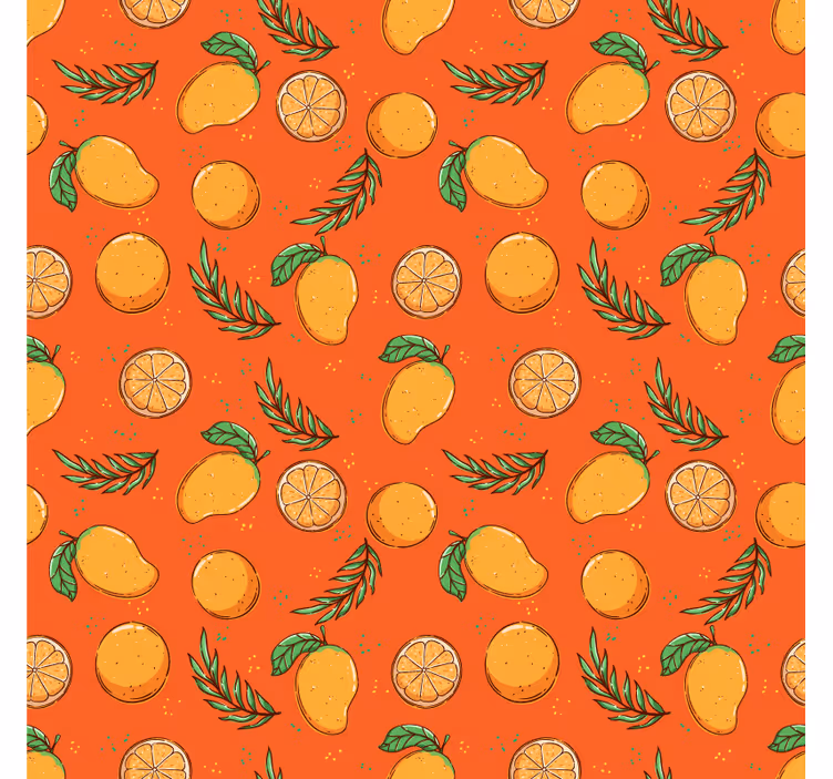 Carta da parati ornamentale con motivo agrumi - TenStickers