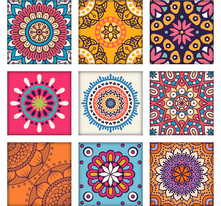Carta da parati ornamentale motivi a mosaico colorati - TenStickers