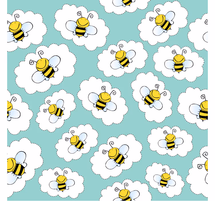 Carta da parati cameretta nuvole e api - TenStickers