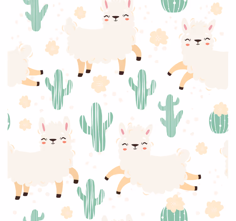 Carta da parati texture simpatici lama acquerello e cactus - TenStickers