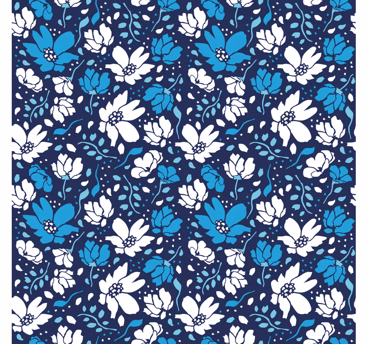 Carta da parati texture margherite bianche su sfondo blu - TenStickers