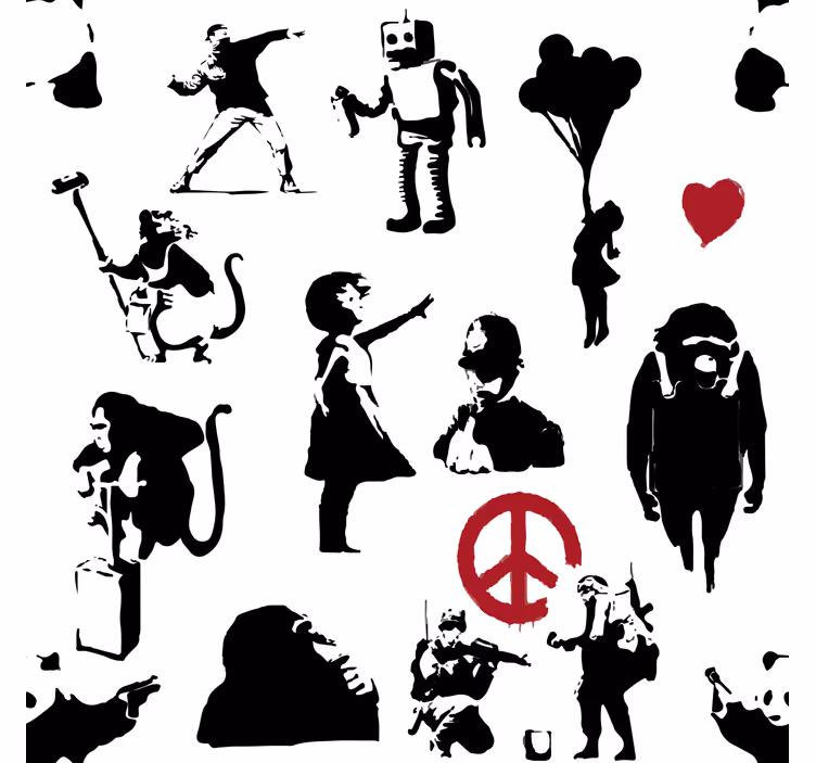 Carta da parati camera con motivi di personaggi fantasiosi - TenStickers