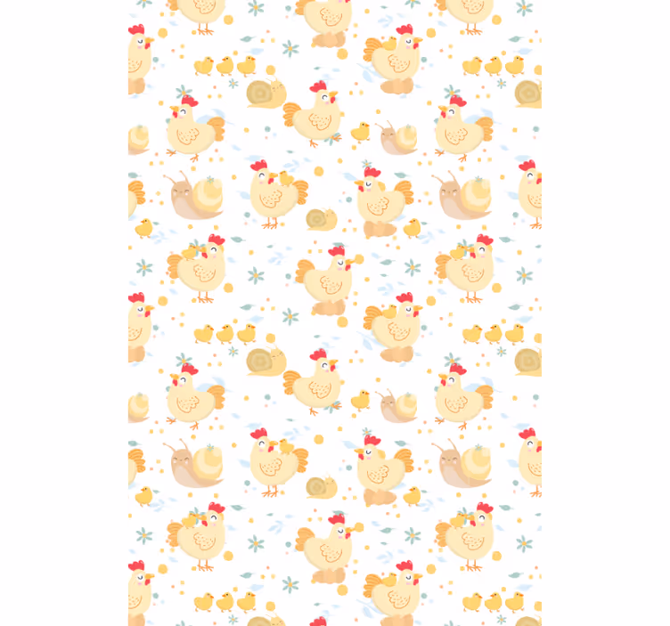 Carta da parati animali fattoria cartoni polli e lumache - TenStickers