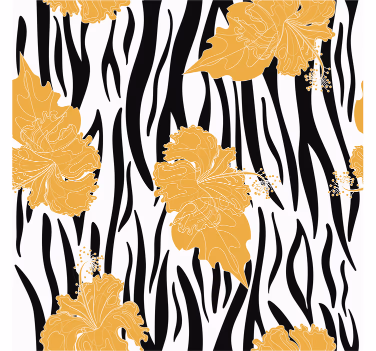Carta da parati animali fiori ornamentali su zebra - TenStickers
