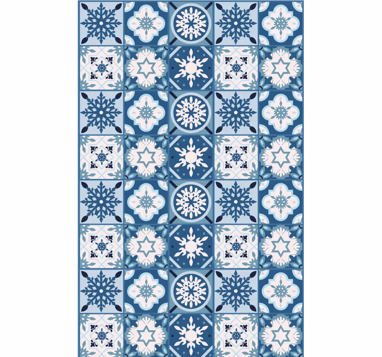 Carta da parati natalizia piastrelle blu fiocco di neve - TenStickers
