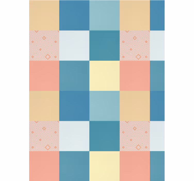 Carta da parati sala da pranzo motivo patchwork colorato - TenStickers