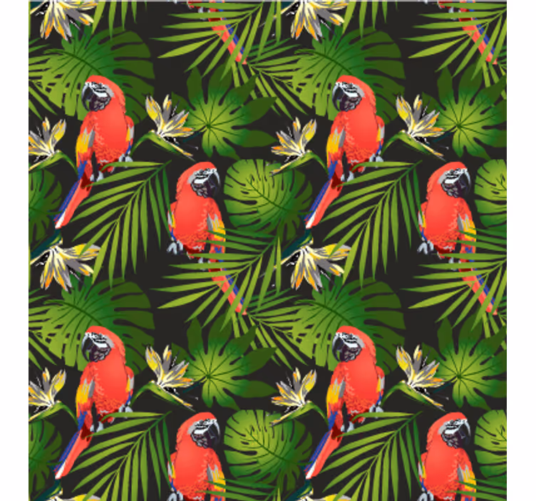 Carta da parati natura pappagalli tropicali verdi - TenStickers