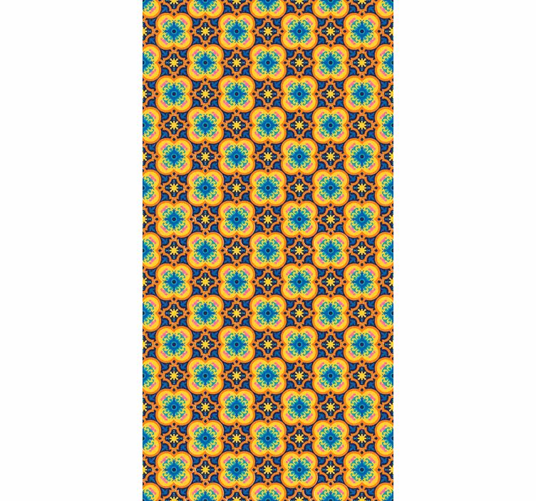 Carta da parati moderna texture motivo boho blu e giallo - TenStickers
