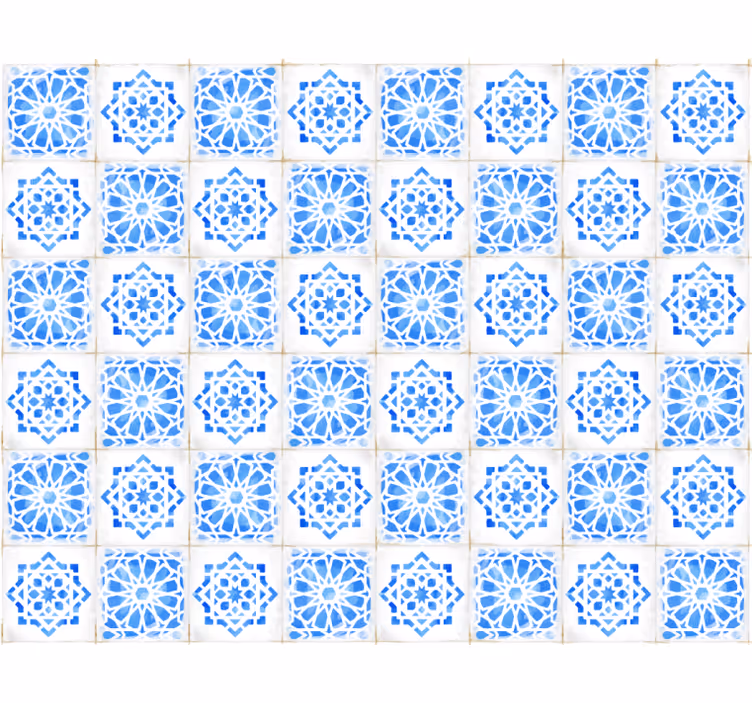 Carta da parati effetto piastrelle motivi blu intricati - TenStickers