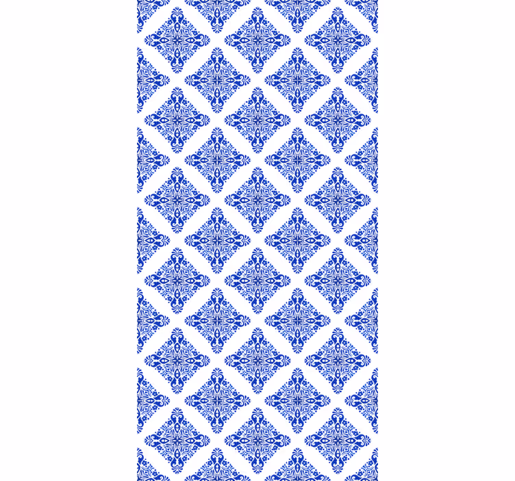 Carta da parati effetto piastrelle blu decorato - TenStickers