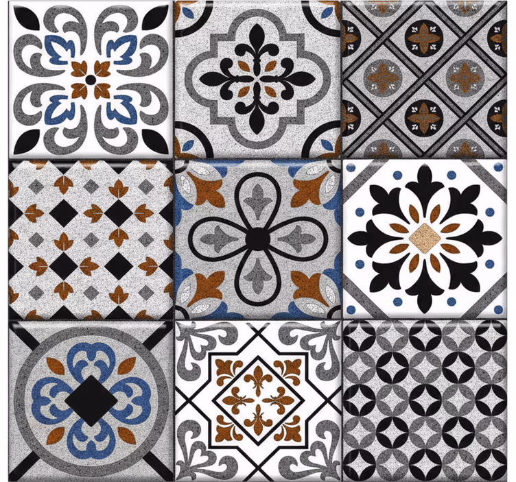 Carta da parati effetto piastrelle design marocchino scuro - TenStickers
