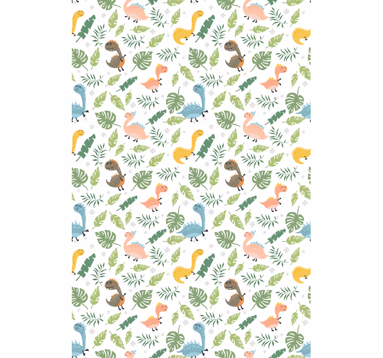 Carta da parati cameretta foresta pastello con dinosauri - TenStickers