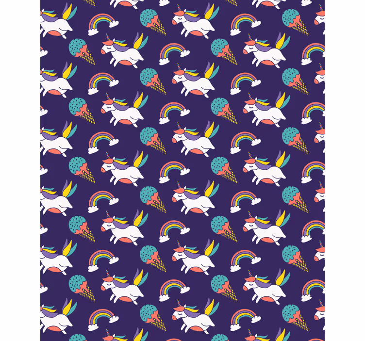 Carta da parati cameretta motivo unicorno disegnato a mano - TenStickers
