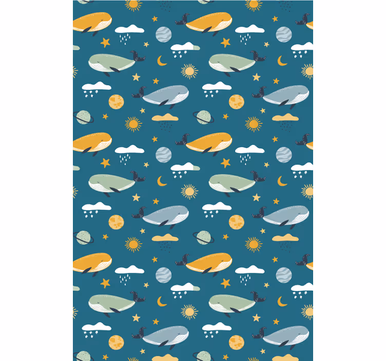 Carta da parati cameretta motivo balene alla moda - TenStickers