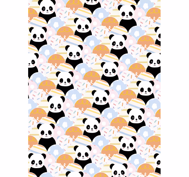 Carta da parati cameretta design panda patchwork - TenStickers
