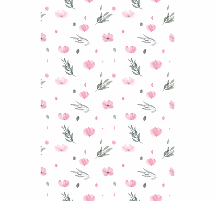 Carta da parati cameretta fiori minimalisti rosa - TenStickers