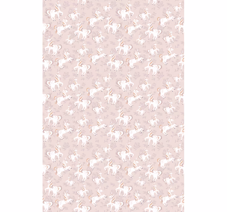 Carta da parati cameretta unicorno rosa e fiori - TenStickers