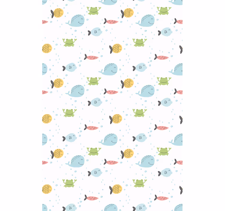 Carta da parati cameretta pesci colorati su sfondo bianco - TenStickers