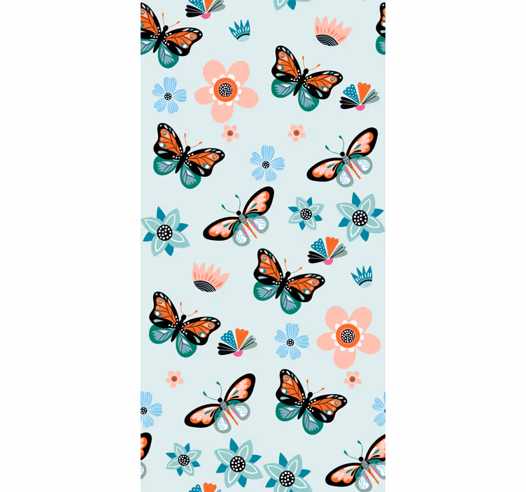 Carta da parati farfalle e fiori - TenStickers